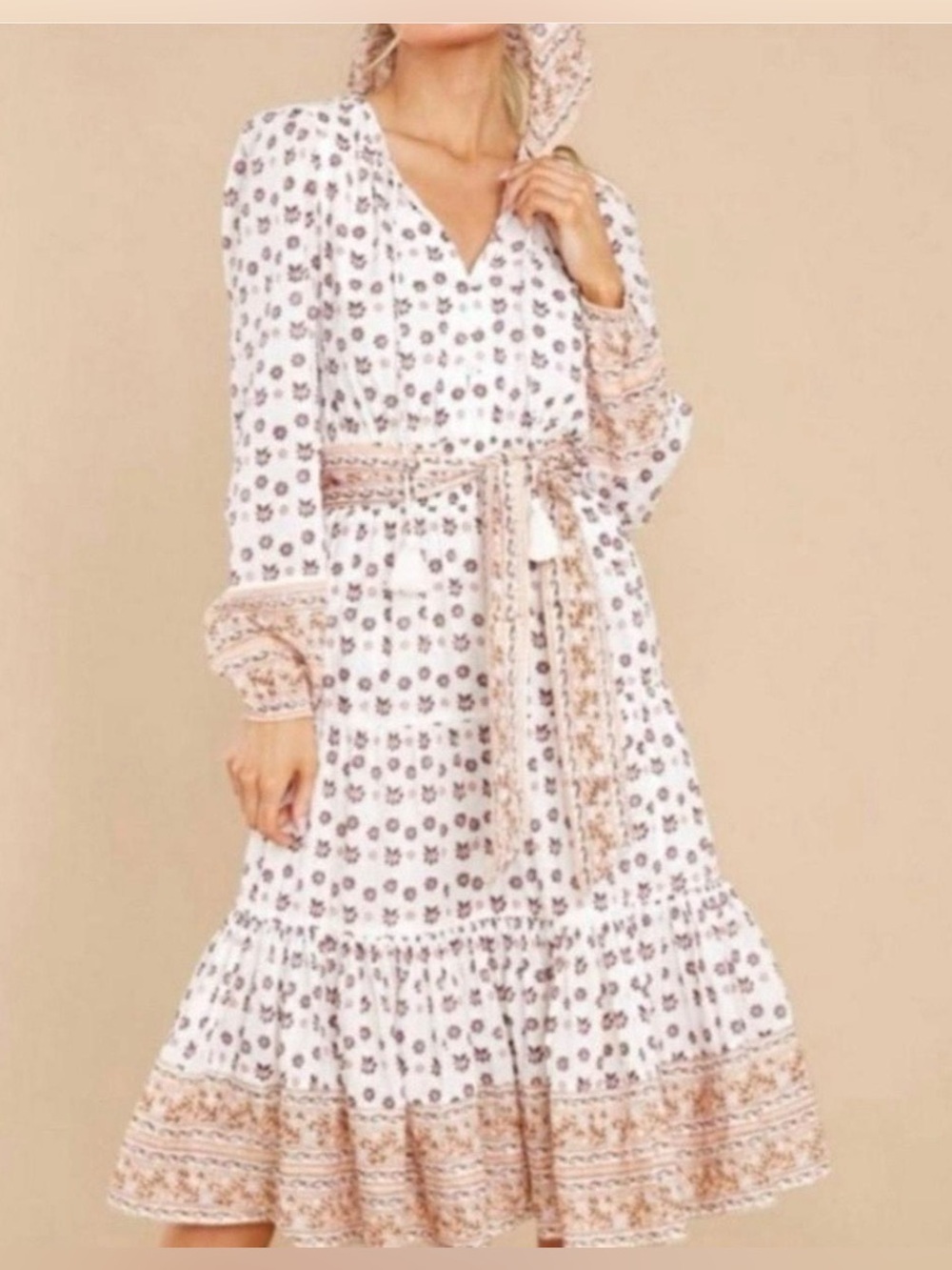 Cleobella Blakely Midi Peasant Organic Cotton Floral Dress in size medium